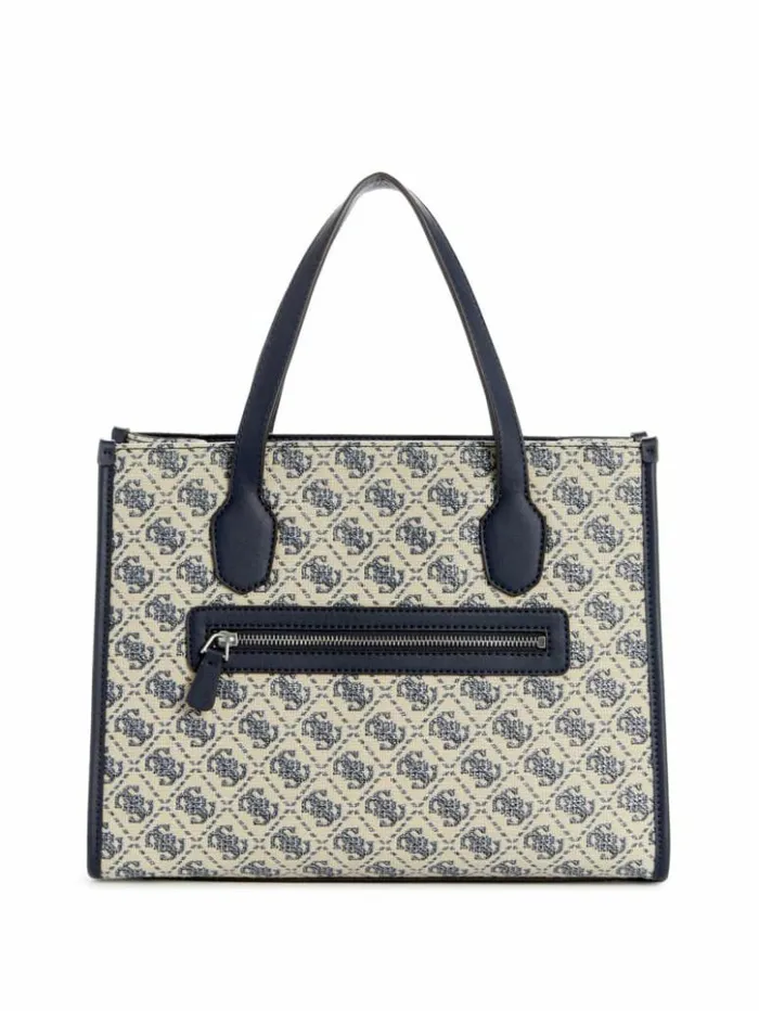 Women GUESS Handbags Izzy Glitter Tote Bag Navy Logo