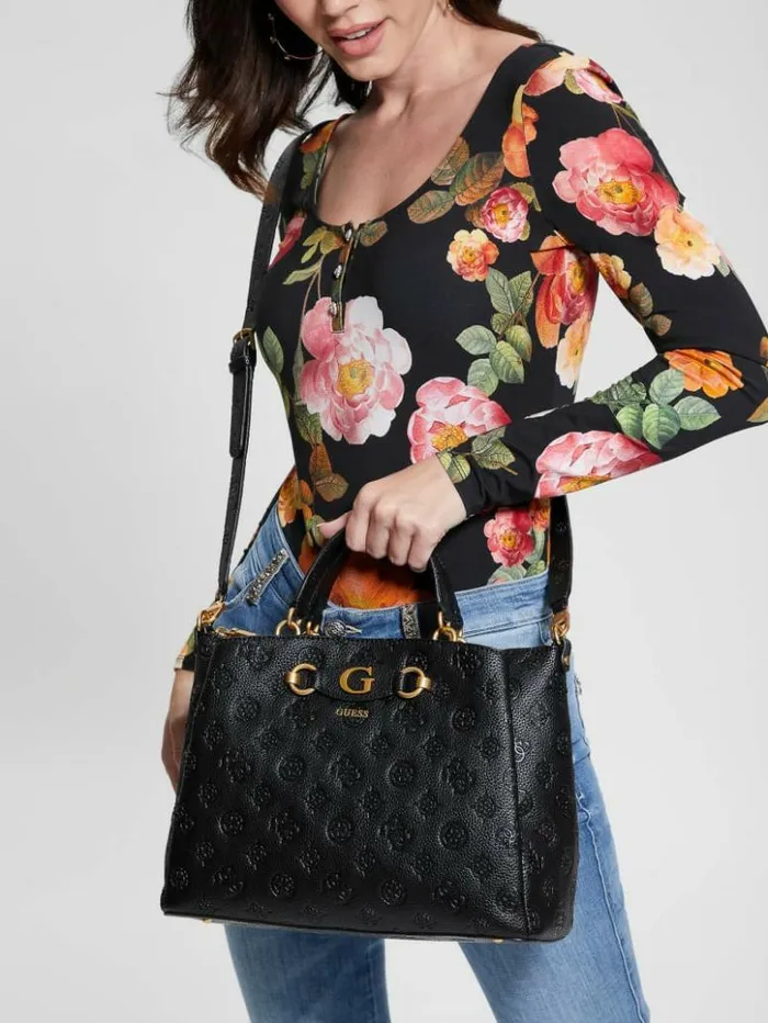 Women GUESS Handbags Izzy Peony Girlfriend Satchel Blossom