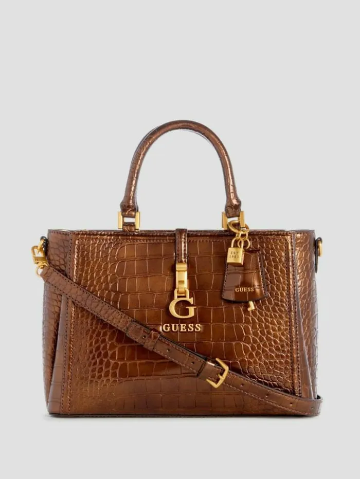Women GUESS Handbags James Girlfriend Satchel Bronze