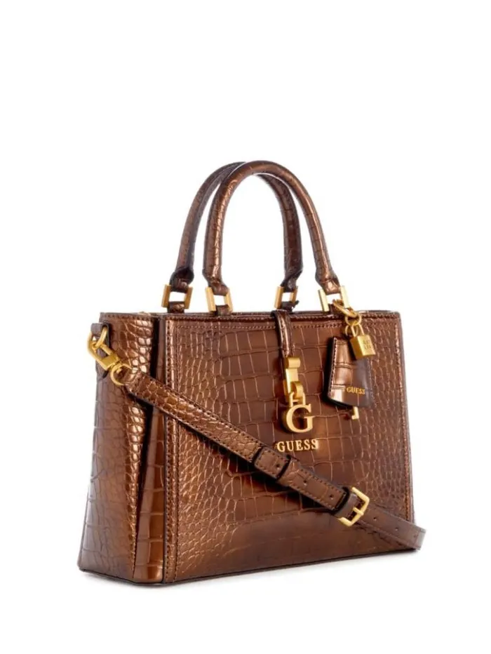Women GUESS Handbags James Girlfriend Satchel Bronze