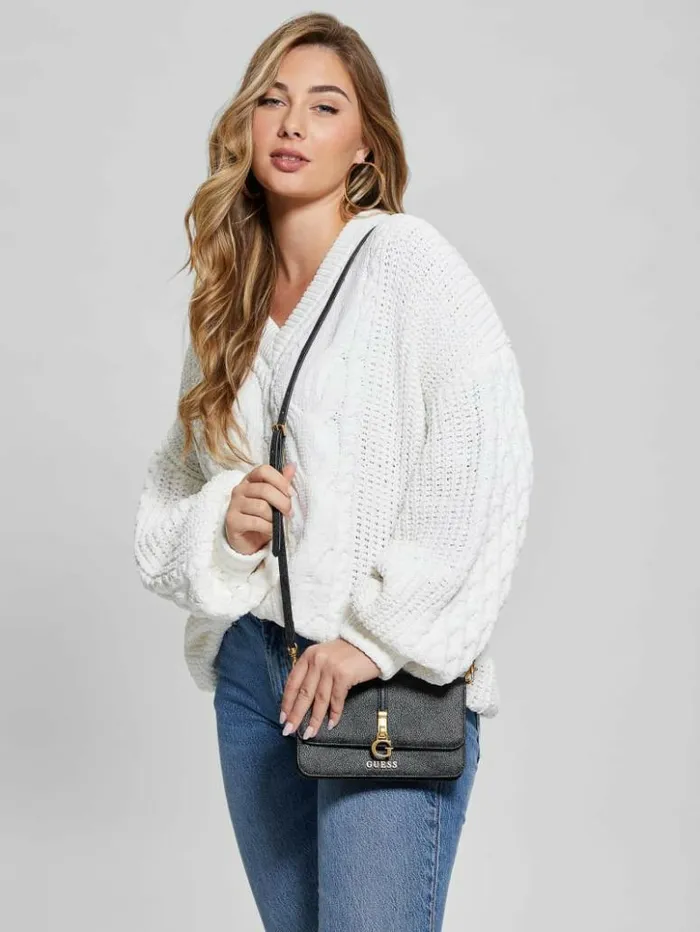 Women GUESS Handbags James Quattro G Crossbody Organizer Wallet Cloud Wash