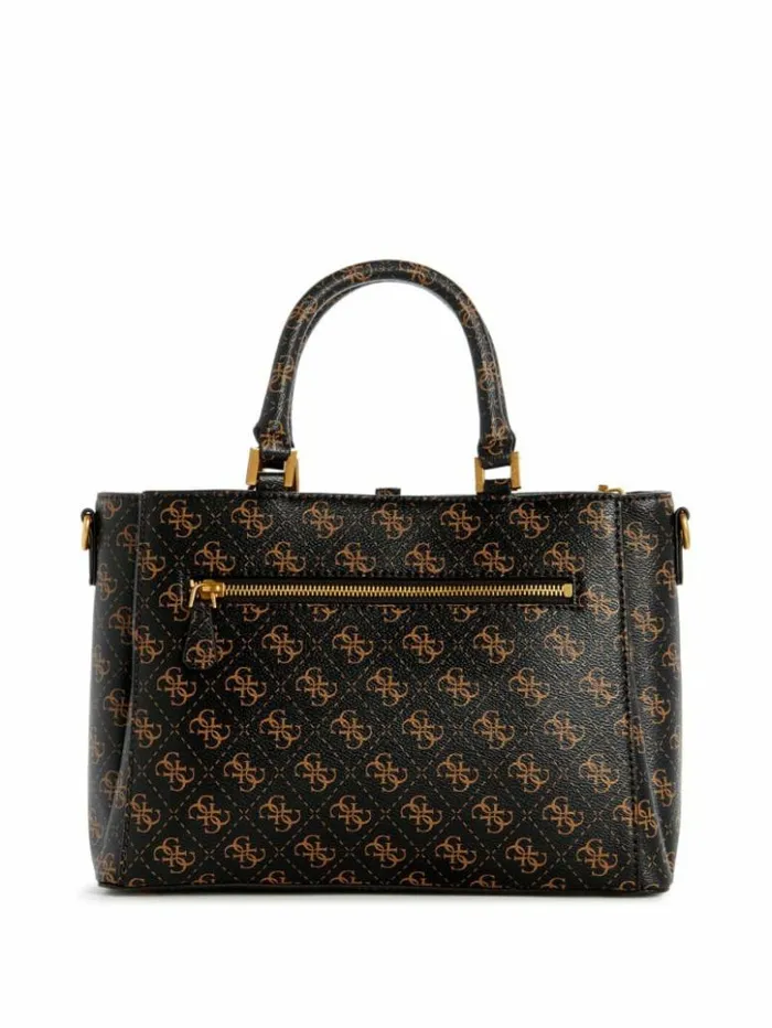Women GUESS Handbags James Quattro G Girlfriend Satchel Brown Multi