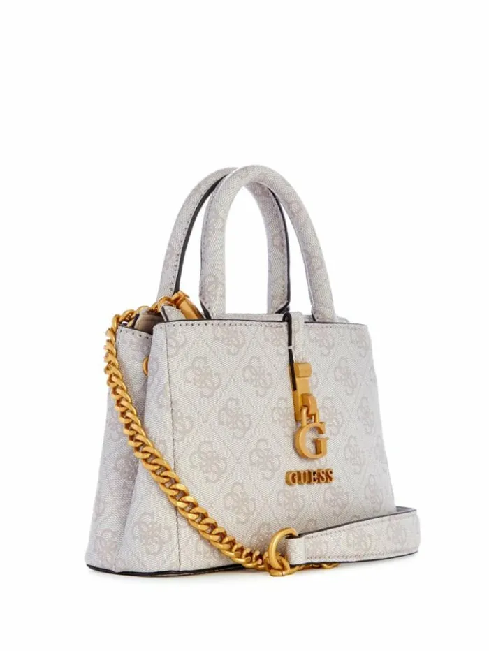Women GUESS Handbags James Quattro G Mini Satchel Dove Logo