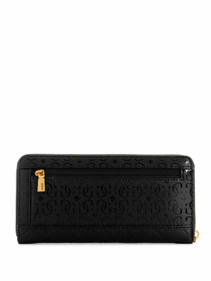 Women GUESS Handbags Jania Large ZipAround Wallet Black