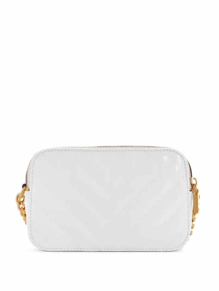 Women GUESS Handbags Jania Quilted Camera Crossbody White