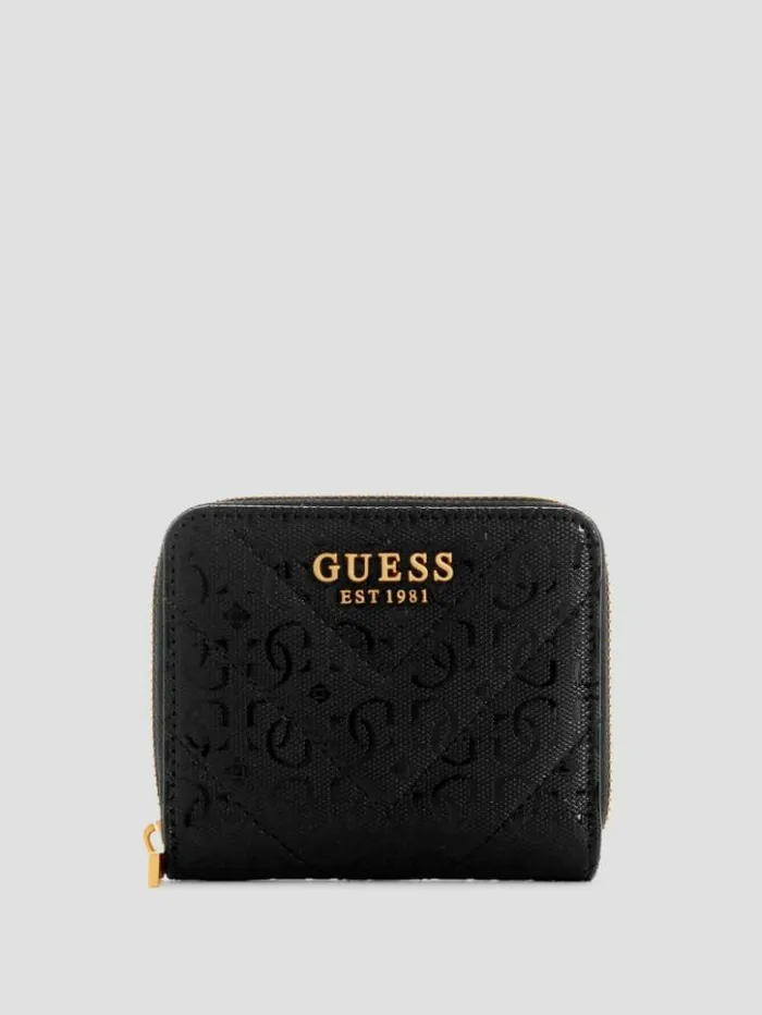 Women GUESS Handbags Jania Small ZipAround Wallet Black