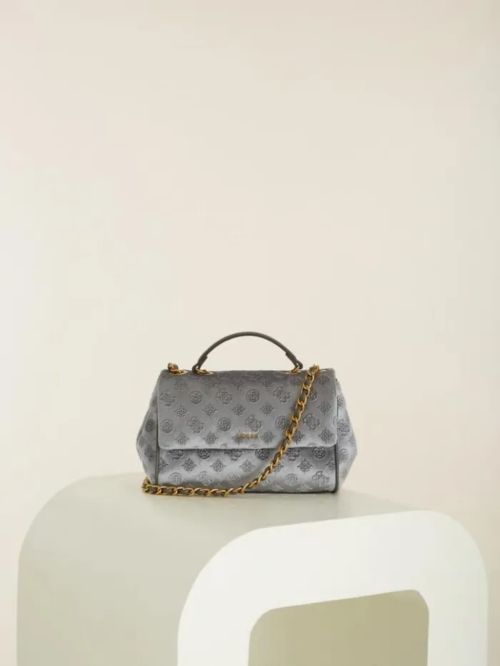 Women GUESS Handbags Kimi Logo Convertible Crossbody Smoke Grey