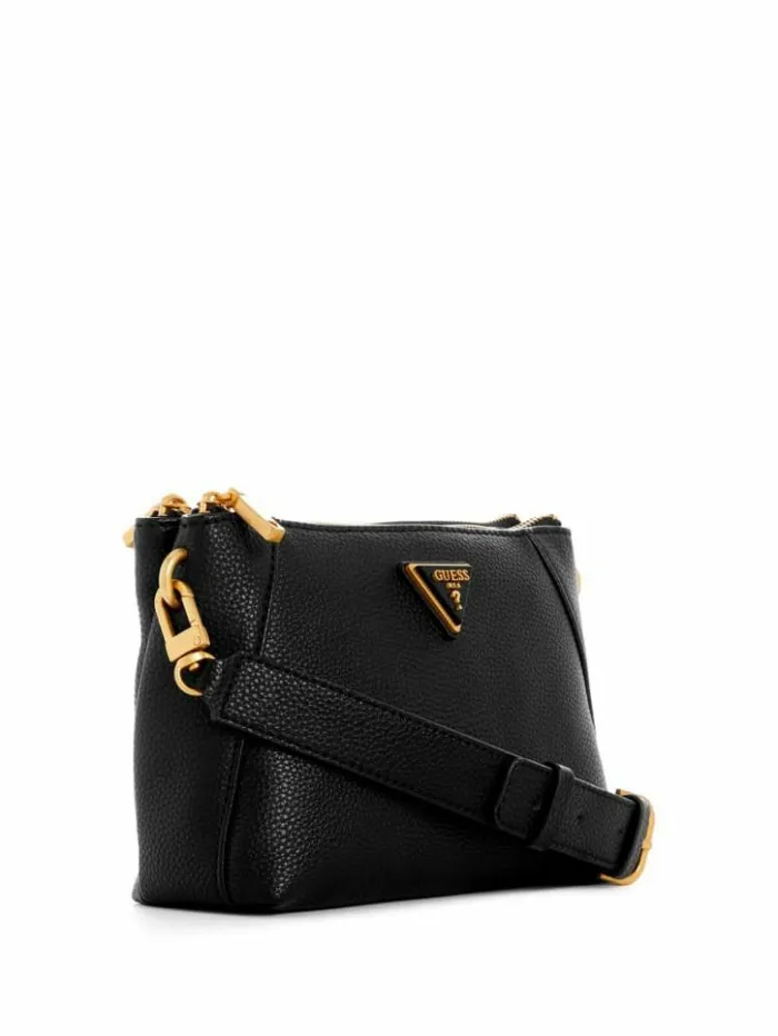 Women GUESS Handbags Laryn Pebbled DualZip Crossbody Black