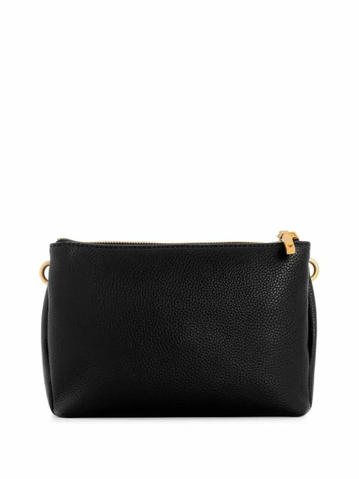 Women GUESS Handbags Laryn Pebbled DualZip Crossbody Black