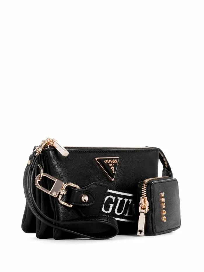 Women GUESS Handbags Latona Mini Crossbody Black
