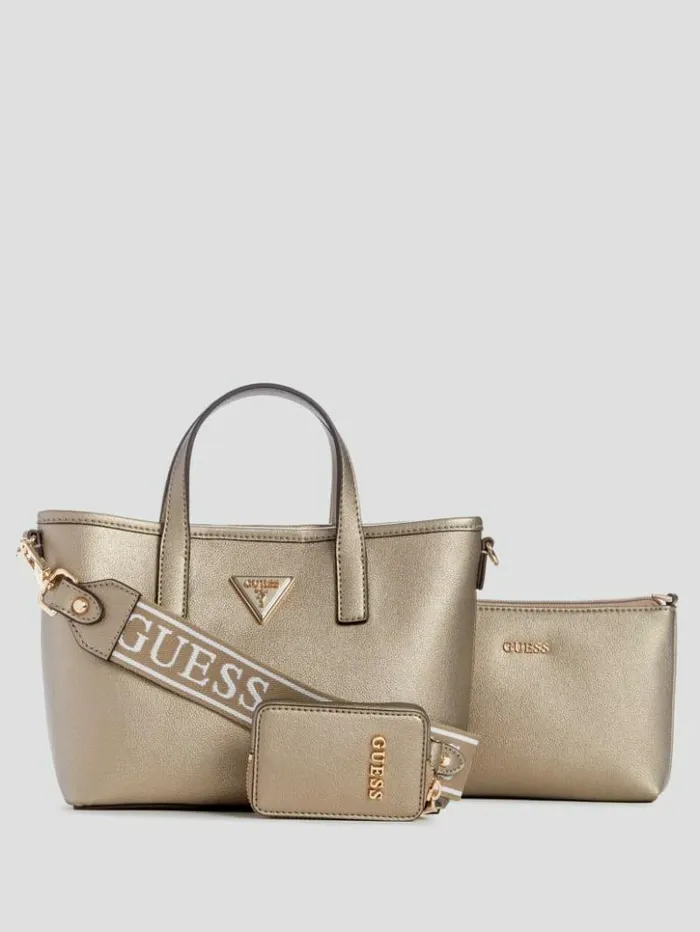Women GUESS Handbags Latona Mini Tote Set Pewter