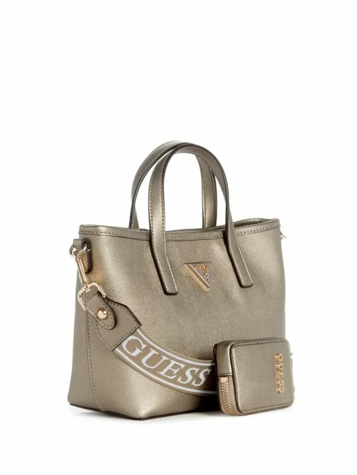 Women GUESS Handbags Latona Mini Tote Set Pewter
