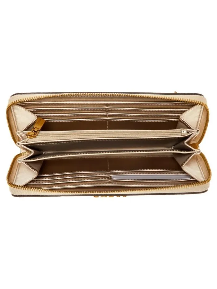 Women GUESS Handbags Laurel Large ZipAround Wallet Latte Logo