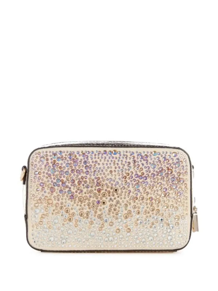 Women GUESS Handbags Lua Rhinestone Mini Crossbody Gold