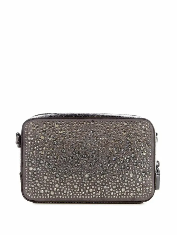 Women GUESS Handbags Lua Rhinestone Mini Crossbody Pewter