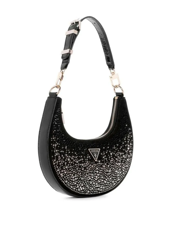 Women GUESS Handbags Lua Rhinestone Shoulder Bag Black