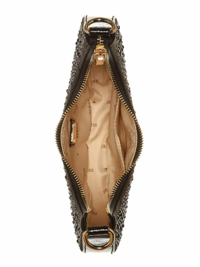 Women GUESS Handbags Lua Rhinestone Shoulder Bag Black