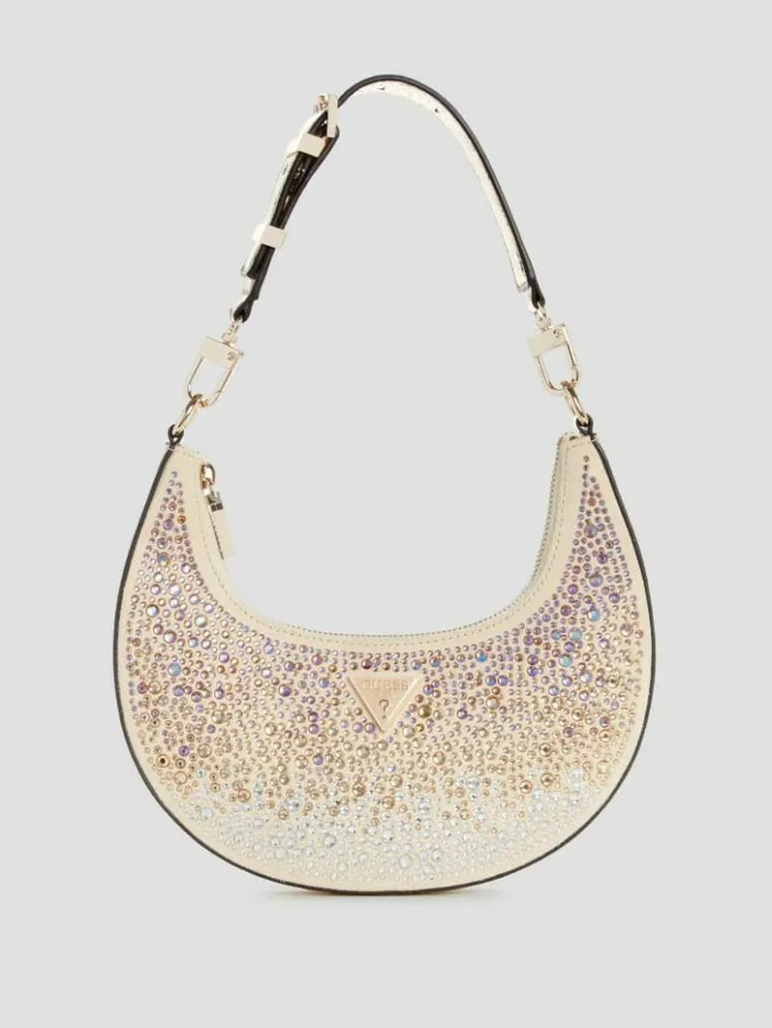 Women GUESS Handbags Lua Rhinestone Shoulder Bag Gold