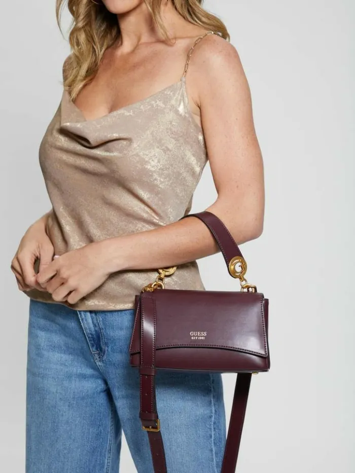 Women GUESS Handbags Masie Top Handle Crossbody Amethyst