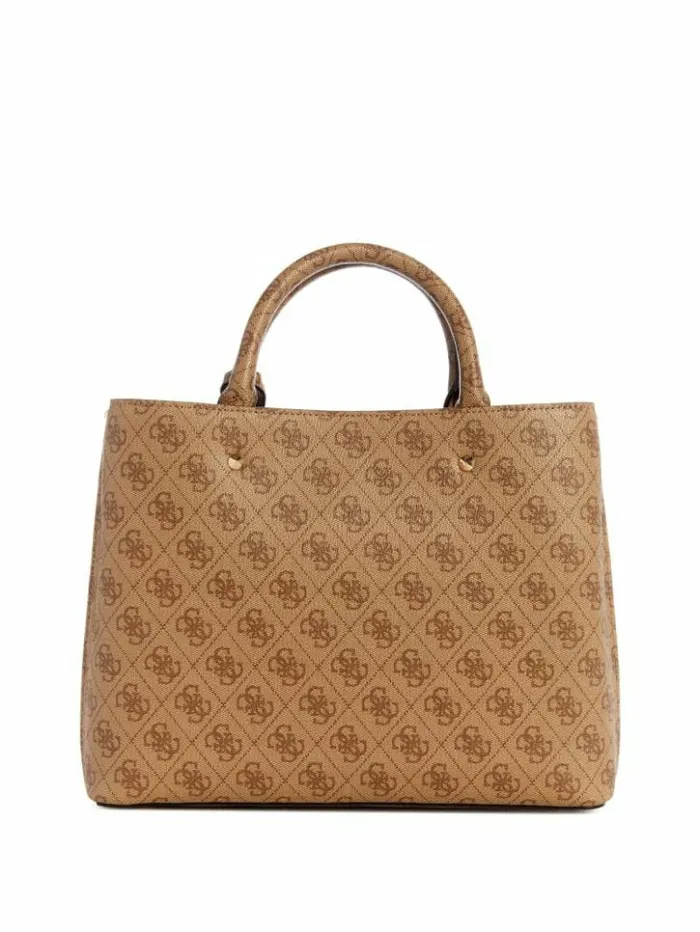 Women GUESS Handbags Meridian Signature Girlfriend Satchel Latte Logo