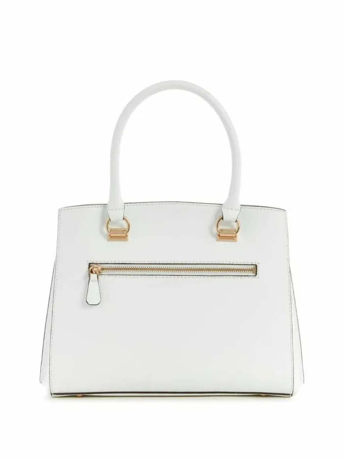 Women GUESS Handbags Noelle Girlfriend Satchel White Multi