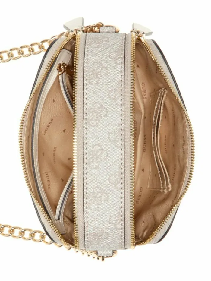 Women GUESS Handbags Noelle Quatto G Camera Crossbody Dove Logo