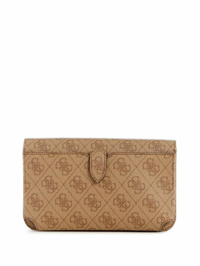 Women GUESS Handbags Noelle Quattro G Crossbody Organizer Wallet Latte Logo