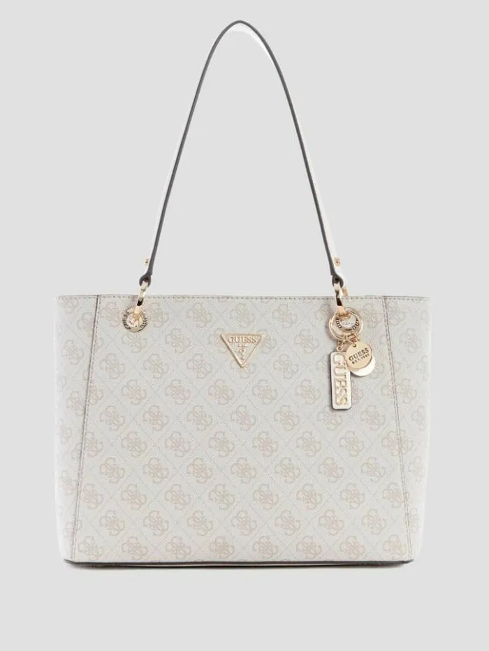 Women GUESS Handbags Noelle Quattro G Small Noel Tote Dove Logo