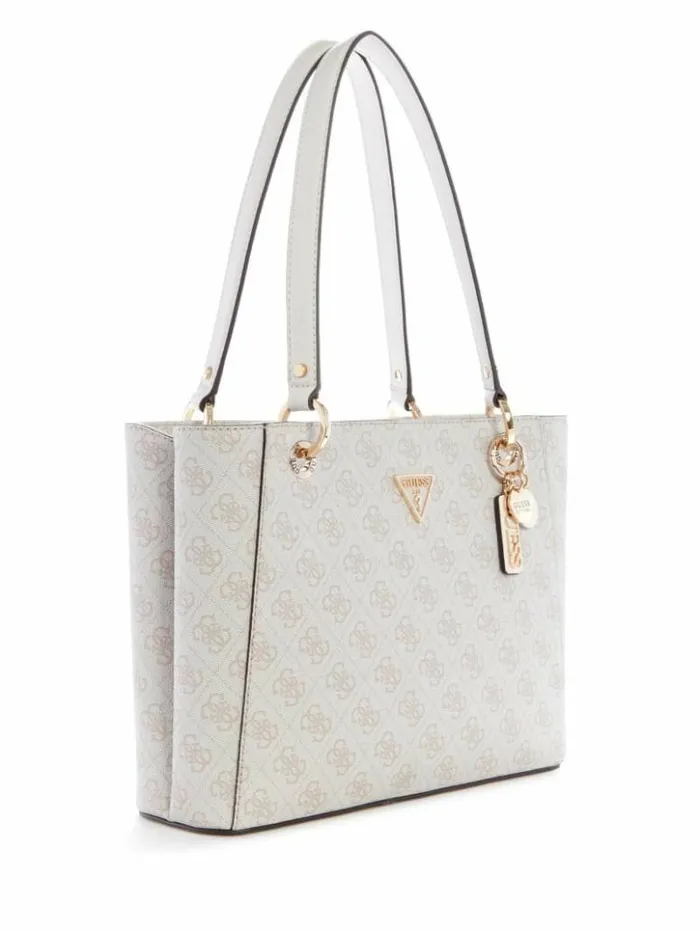 Women GUESS Handbags Noelle Quattro G Small Noel Tote Dove Logo
