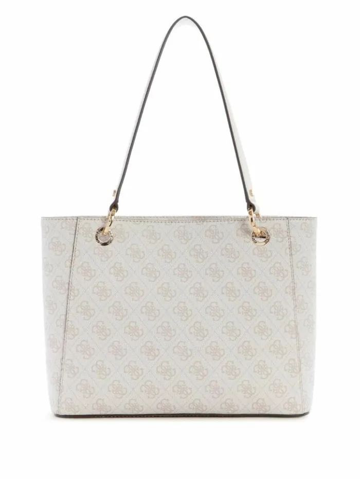 Women GUESS Handbags Noelle Quattro G Small Noel Tote Dove Logo