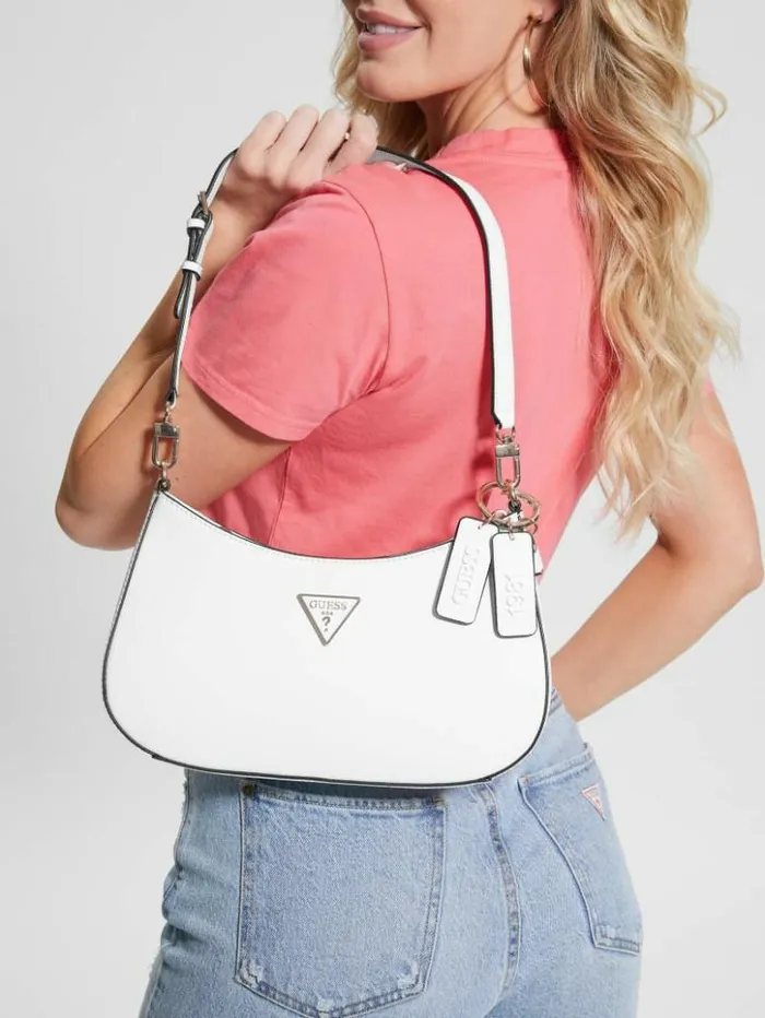 Women GUESS Handbags Noelle Shoulder Bag White