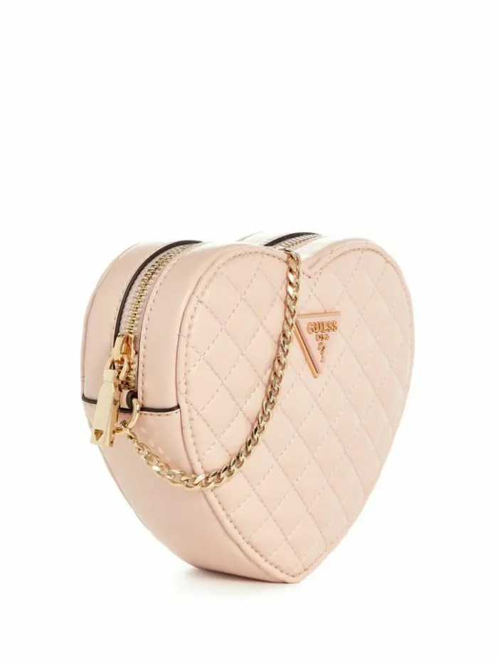 Women GUESS Handbags Rianee Heart Crossbody Bag Pale Pink