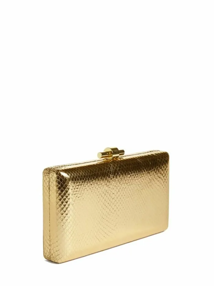 Women GUESS Handbags Rose Gold Python Clutch Rose Gold