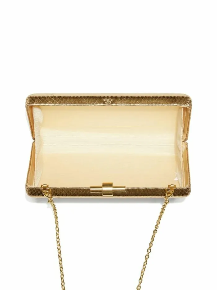 Women GUESS Handbags Rose Gold Python Clutch Rose Gold