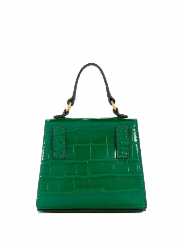 Women GUESS Handbags Sestri CrocodileEmbossed Mini Crossbody Green