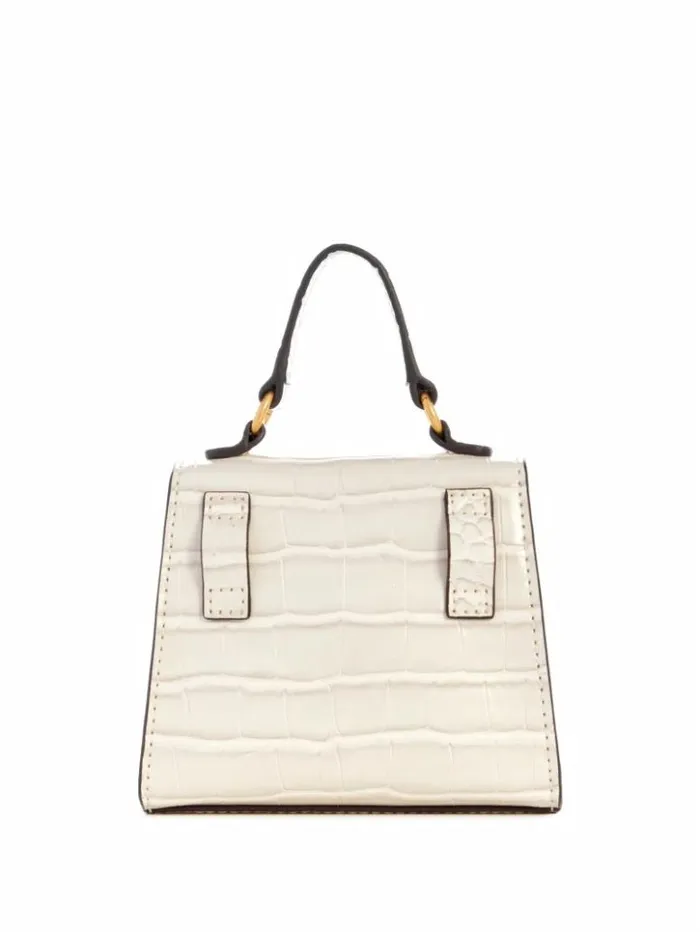 Women GUESS Handbags Sestri CrocodileEmbossed Mini Crossbody White