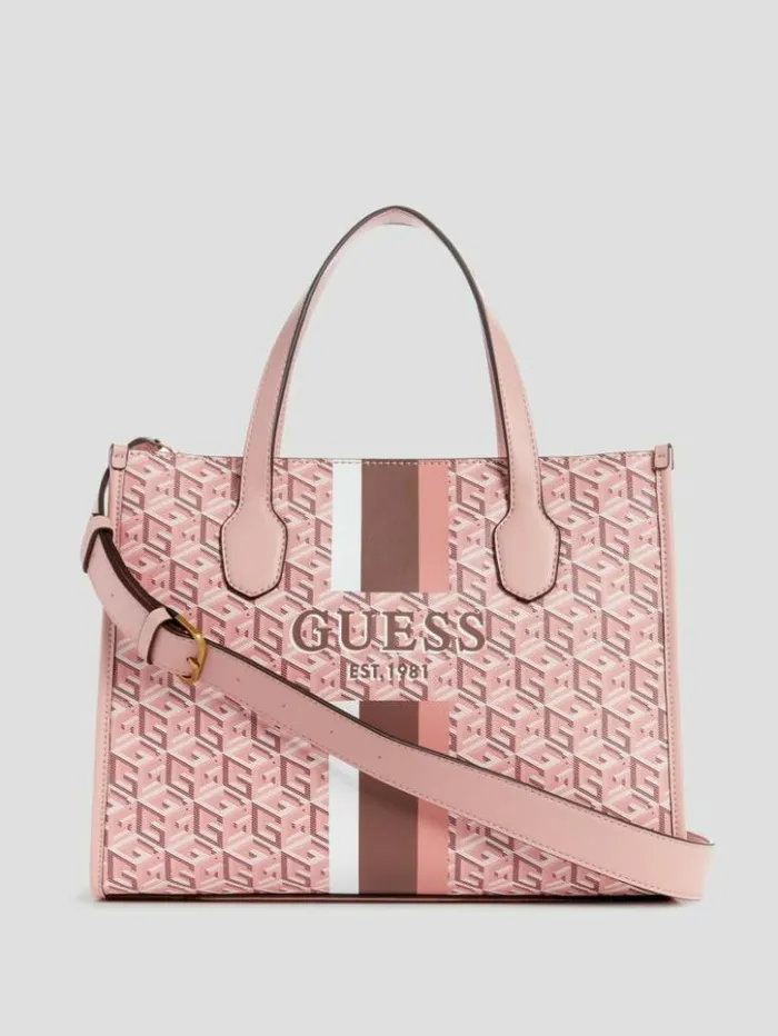 Women GUESS Handbags Silvana G Cube Tote Acid Rain