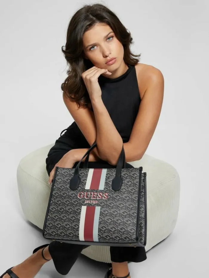 Women GUESS Handbags Silvana G Cube Tote Chief Green