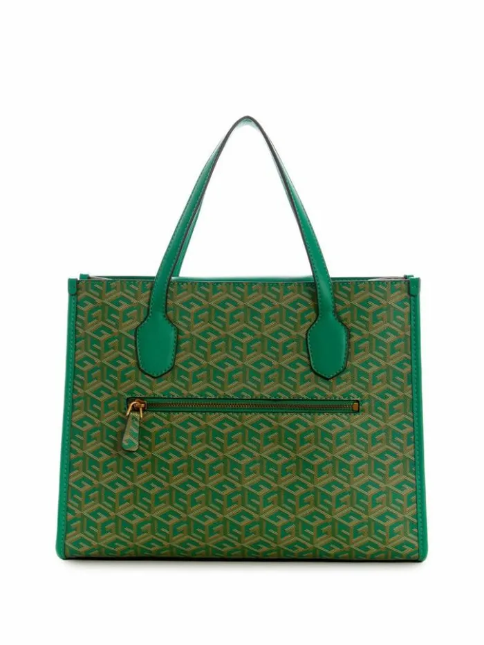 Women GUESS Handbags Silvana G Cube Tote Forest Logo