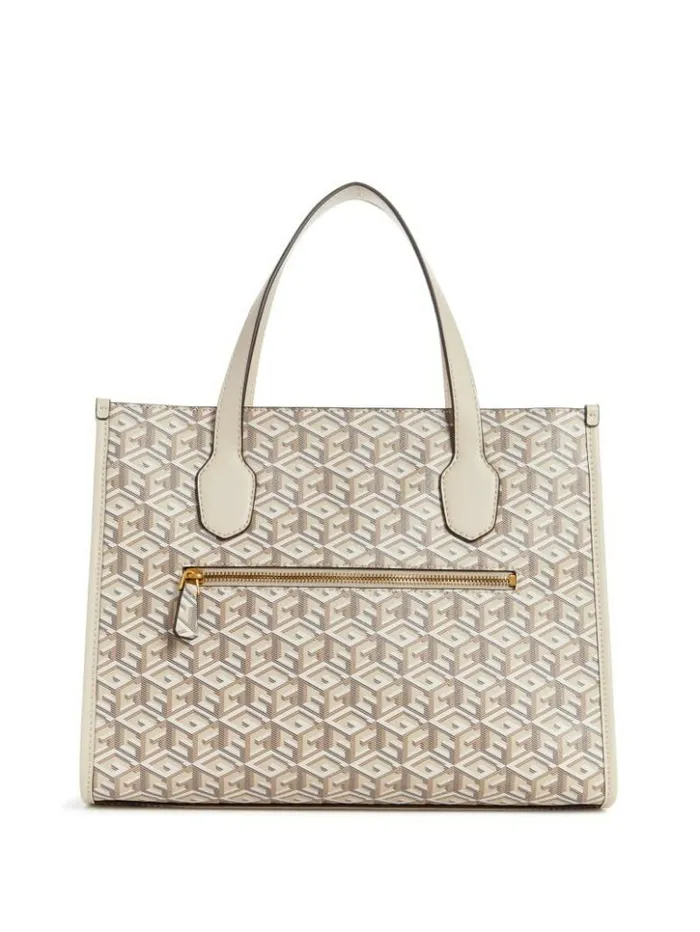 Women GUESS Handbags Silvana G Cube Tote Saddle
