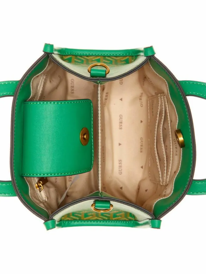 Women GUESS Handbags Silvana Mini Totes Forest Logo