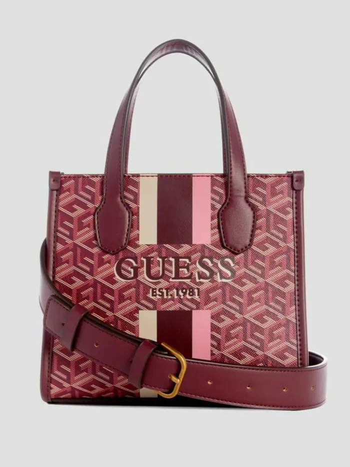 Women GUESS Handbags Silvana Mini Totes Montego Wash