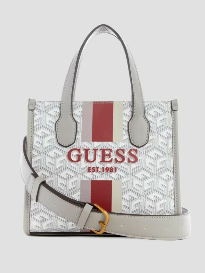 Women GUESS Handbags Silvana Mini Totes Steel