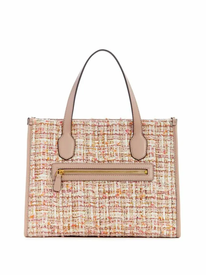 Women GUESS Handbags Silvana Tweed Tote Asp Green