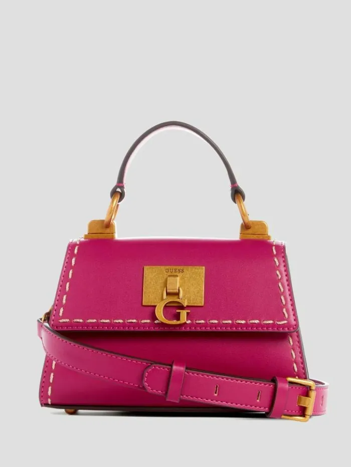 Women GUESS Handbags Stephi Mini FoldOver Crossbody Magenta