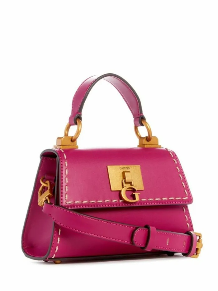 Women GUESS Handbags Stephi Mini FoldOver Crossbody Magenta
