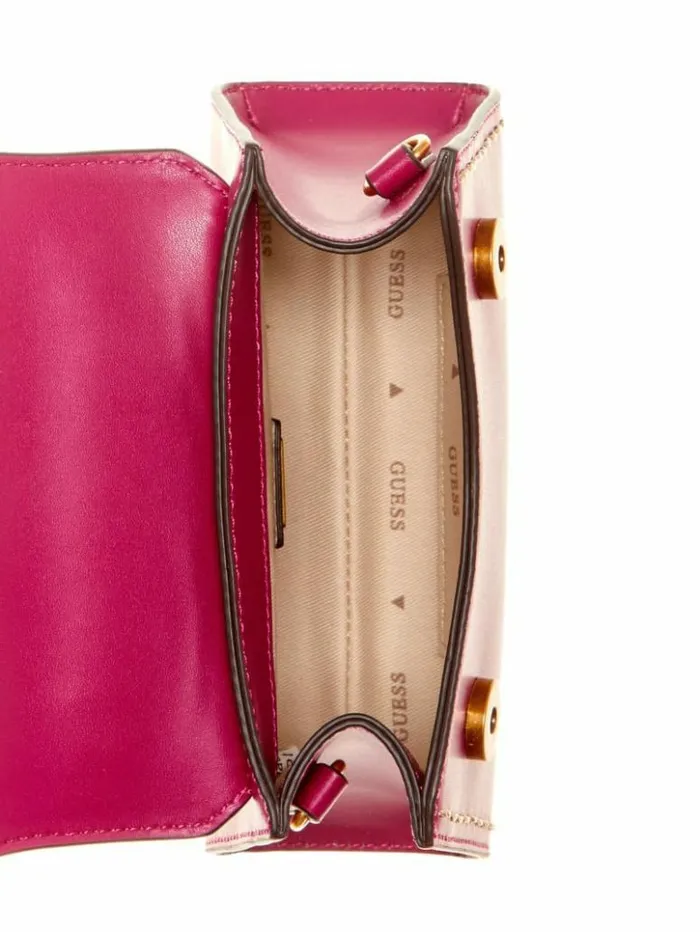 Women GUESS Handbags Stephi Mini FoldOver Crossbody Magenta