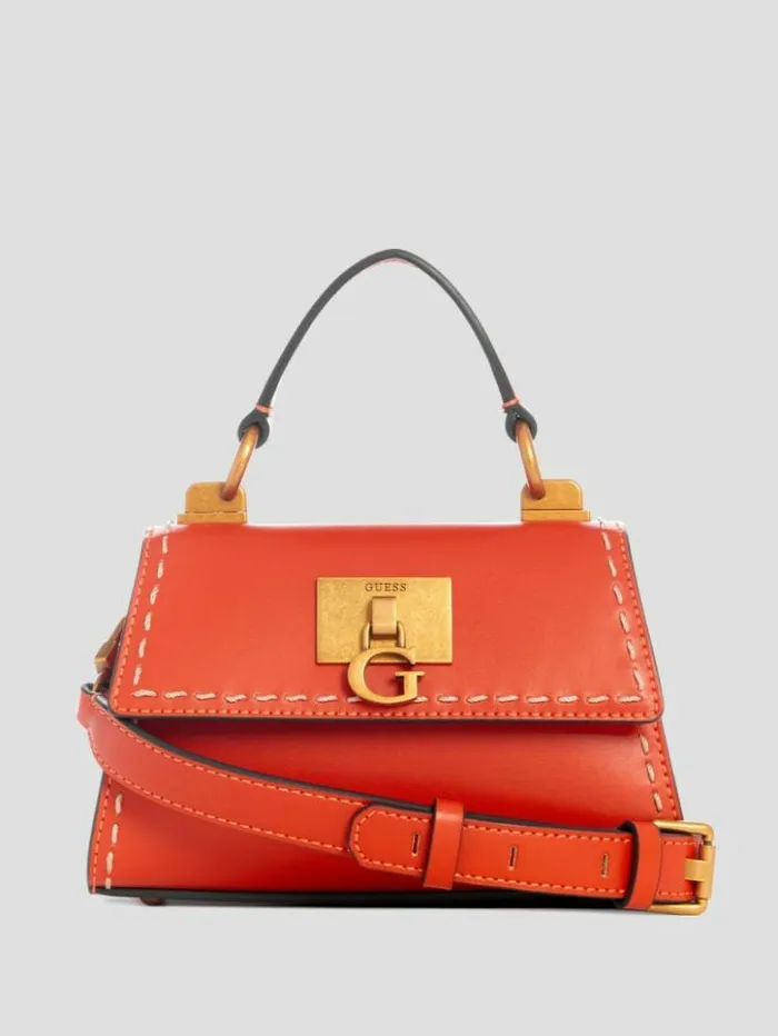 Women GUESS Handbags Stephi Mini FoldOver Crossbody Orange