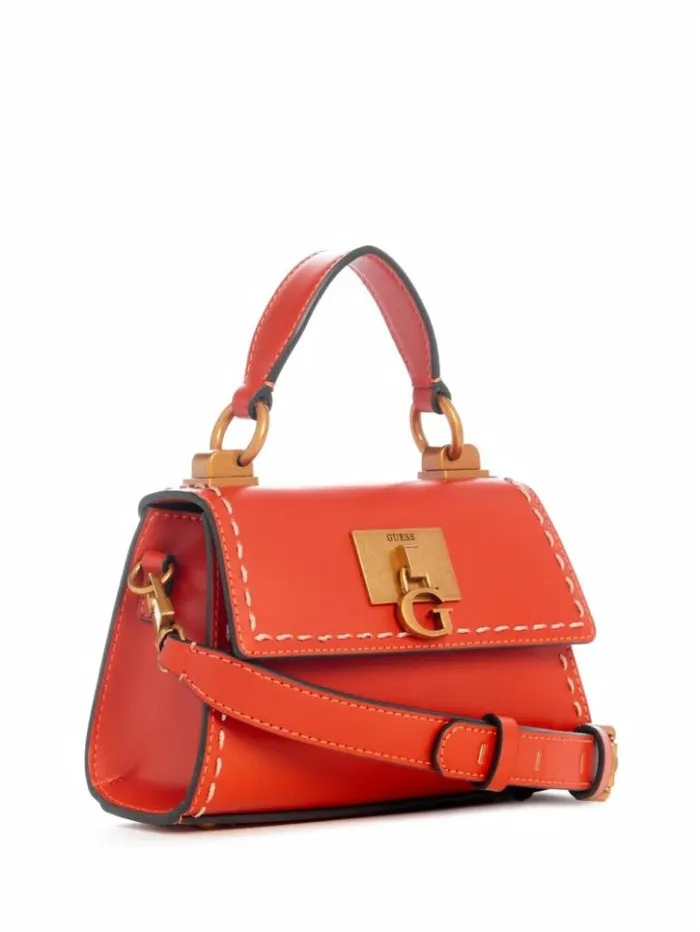 Women GUESS Handbags Stephi Mini FoldOver Crossbody Orange
