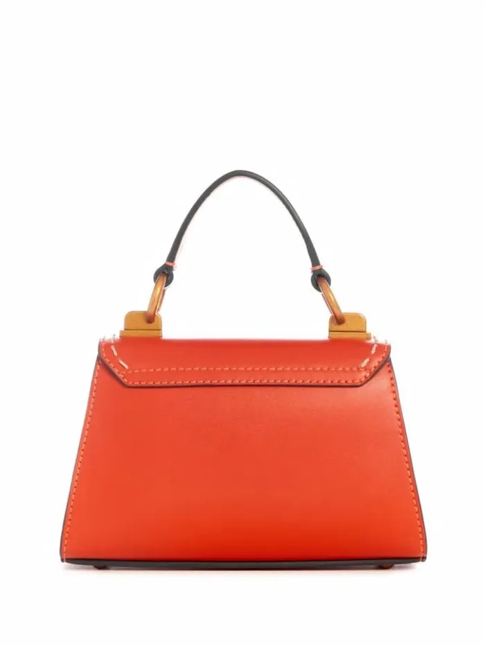 Women GUESS Handbags Stephi Mini FoldOver Crossbody Orange
